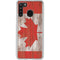 Canadian Flag Dark Wood Galaxy A21 Clear Case